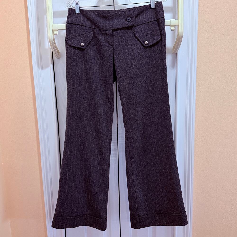 Vintage Y2K Wet Seal Low Rise Pinstripe Flare Pants Women's Medium Made in USA